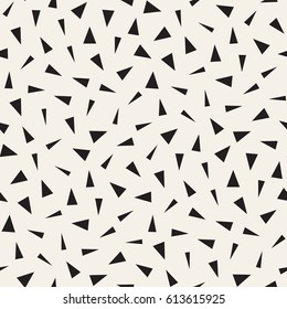 Trendy Texture With Scattered Geometric Shapes. Vector Seamless Pattern.