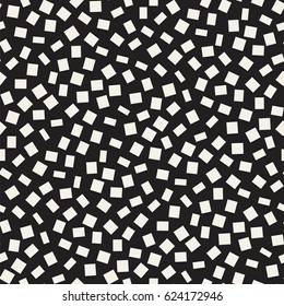 Trendy Texture With Scattered Geometric Shapes.  Inspired by Memphis Design. Abstract Monochrome Background. Vector Seamless Pattern.