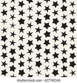 Trendy Texture With Scattered Geometric Shapes.  Inspired by Memphis Design. Abstract Monochrome Background. Vector Seamless Pattern.