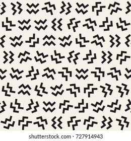 Trendy Texture With Scattered Geometric Shapes. Vector Seamless Pattern.