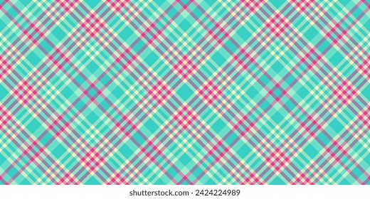 Trendy Textur Tartan Textil, Kleidergewebe Scheck nahtlos. Schmale, hintergrundgedeckte Muster, Vektorgrafik in Teal- und Lichtfarbe.