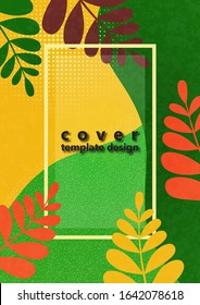 Trendy textured background with vibrant gradient plants, leaves, branches. Floral and botanical modern template for posters, banners, invitations, cards. Vector illustration