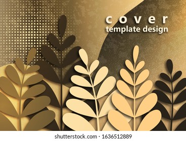 Trendy textured background with violet and pink vibrant gradient plants, leaves, branches. Floral and botanical modern template for posters, banners, invitations, cards. Vector illustration