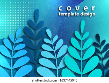 Trendy textured background with violet and pink vibrant gradient plants, leaves, branches. Floral and botanical modern template for posters, banners, invitations, cards. Vector illustration