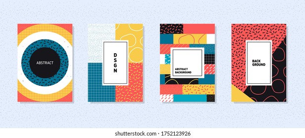 Trendy textured covers set. Abstract background with geometric pattern. Vector illustration