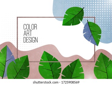 Trendy textured wavy background with vibrant leaves. Stylish modern template for covers, posters, banners, invitations, cards. Vector illustration