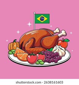 Trendy Thanksgiving Dinner With BRAZIL Flag