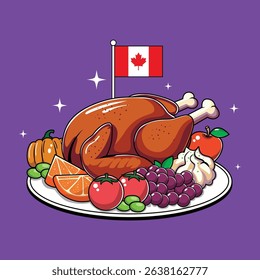 Trendy Thanksgiving Dinner With CANADA Flag
