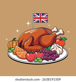 Trendy Thanksgiving Dinner With UNITED KINGDOM Flag