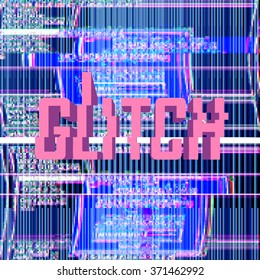 trendy theme digital screen glitch vector illustration