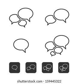 Trendy Thin Icons With Speech Bubbles. Set. Vector