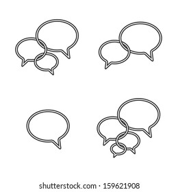 Trendy Thin Icons With Speech Bubbles. Set. Vector