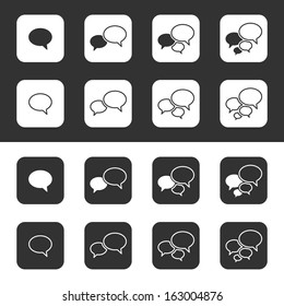 Trendy Thin Icons With Speech Bubbles. Set. Vector