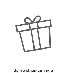 Trendy dünne Linie Geschenkbox Symbol. Vektorgrafik für Konzepte von Jubiläums, Geschenken, Weihnachten, Belohnungen usw.