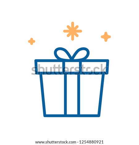 Trendy thin line gift box with stars icon. Vector illustration for concepts of anniversary, giveaways, christmas, rewards etc