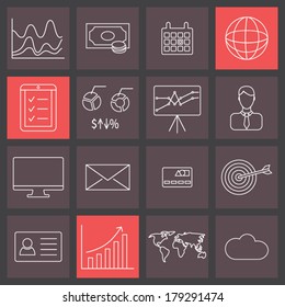 Trendy thin line icons set, business collection