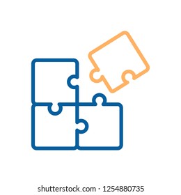 Trendy Thin Line Puzzle Icon. Vector Illustration Of Four Puzzle Matching Pieces For Concepts Of Games, Toys, Business And Start Up Strategies And Solutions