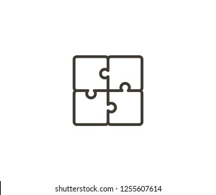 Trendy thin line puzzle icon. Vector illustration of four puzzle matching pieces for concepts of games, toys, business and start up strategies and solutions