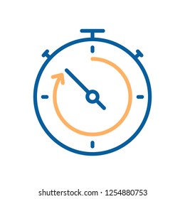 Trendy thin line stopwatch countdown icon. Vector illustration for concepts of sports, time pressure, deadline, express delivery, fast order, urgency