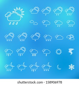 Trendy Thin Weather Icon Set. Vector