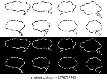 Trendy Thought Bubbles in Contrast. Creative Mind Spaces. Vector illustration.