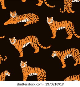 Trendy Tiger Pattern. Vector Seamless Texture.