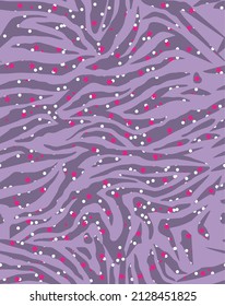Trendy Tiger Zebra Stripes With Stars Dots Seamless Abstract Vector Pattern Stylish Colors Perfect for Allover Elegant Concept Lilac Tones
