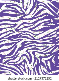 Trendy Tiger Zebra Stripes With Stars Dots Seamless Abstract Vector Pattern Stylish Colors Perfect for Allover Elegant Concept Electric Purple White Tones