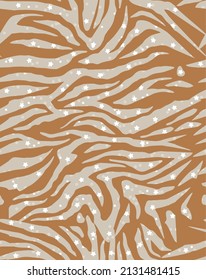 Trendy Tiger Zebra Stripes With Stars Dots Seamless Abstract Vector Pattern Stylish Colors Perfect for Allover Elegant Concept Brown Tones