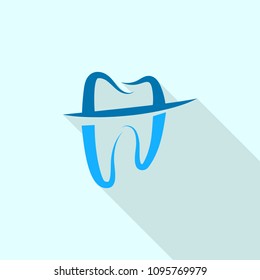 Trendy tooth logo icon. Flat illustration of trendy tooth vector logo icon for web design