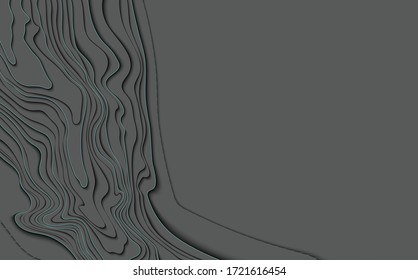 Diseño de mapa topográfico moderno con espacio para su copia.Cortado de papel abstracto. Banderas onduladas. Forma geométrica de color 3d.Ilustración vectorial de material