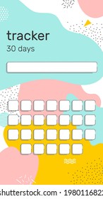 Trendy Tracker 30 days Vector template