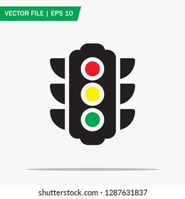 Trendy traffic light icon in flat style isolated on grey background. Big traffic light symbol for personal and commercial use. Vector illustration. Eps10.