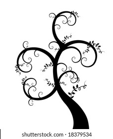 trendy tree with coil vines  and leaves