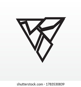 Trendy triangle pyramid geometric line round abstract simple logo design icon
