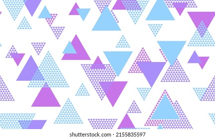 Trendy triangle shapes seamless pattern vector design. Wallpaper print. Colorful triangles motion. Triangular shapes scandinavian seamless pattern.
