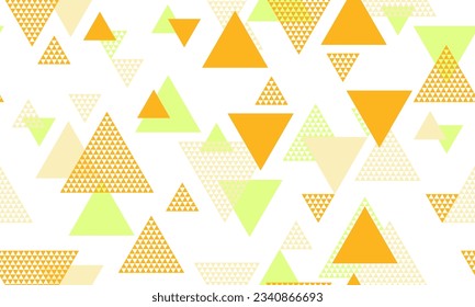 Trendy triangle shapes seamless pattern vector design. Abstract geometric geo print. Colorful triangles motion background. Mix triangular shapes endless pattern.