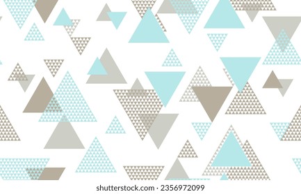 Trendy triangle shapes seamless pattern vector design. Abstract geometric geo print. Colorful triangles motion. Mix triangular shapes endless pattern.