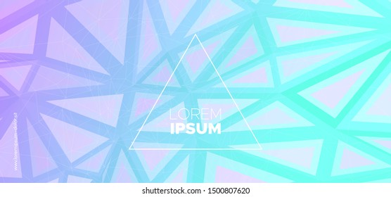 Trendy Triangles Wallpaper. Modern Polygon Layout. Mosaic Vector Illustration. Neon Geometric Banner. Triangles Background. Music Polygon Poster. Vector Presentation. Triangular Background.