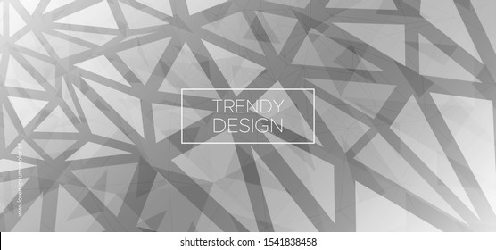 Trendy Triangular Background. Creative Polygon Layout. Futuristic Website Template. Monochrome Geometric Texture. Triangles Background. Gray Polygon Poster. Geometric Shapes. Triangles Wallpaper.