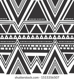 Trendy tribal hand drawn navajo seamless pattern motifs colorful design vector ready for fashion textile print.
