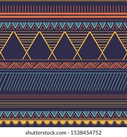 Trendy tribal motifs seamless pattern with abstract geometric. Vector illustration for textile fashion ready for print.