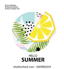 Trendy tropic and lemon background. Design background for booklet, cards, invitation, brochure and promotion. Vector illustration