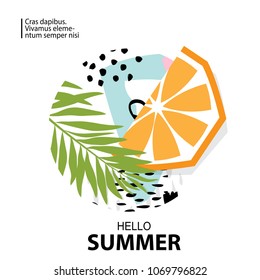 Trendy tropic and orange background. Design background for booklet, cards, invitation, brochure and promotion. Vector illustration