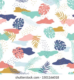 Trendy tropic pattern. Design floral backgrounds for booklet, cards, fashion, invitation, brochure and promotion. Vector illustration - Vector