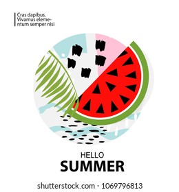 Trendy tropic and watermelon background. Design background for booklet, cards, invitation, brochure and promotion. Vector illustration
