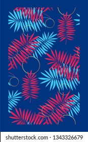 Trendy Tropical Design Seamless pattern with Leaf Palm trees in vector.