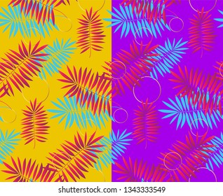 Trendy Tropical Design Seamless pattern with Leaf Palm trees in vector.