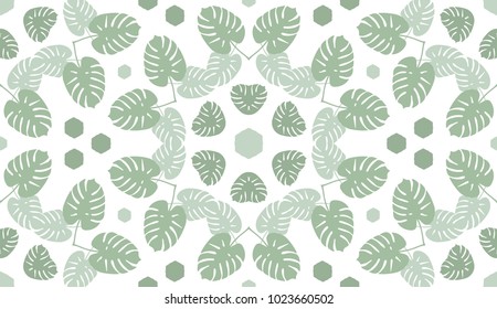Trendy Tropical Leaves Background. Vector Pattern.