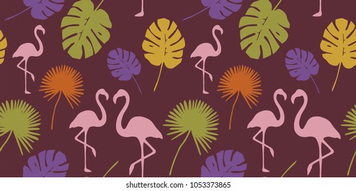 Trendy Tropical Leaves Background. Vector Pattern.